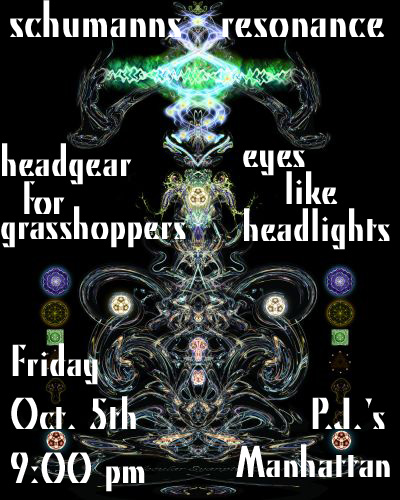 Band flyer for Eyes Like Headlights at P. J.'s